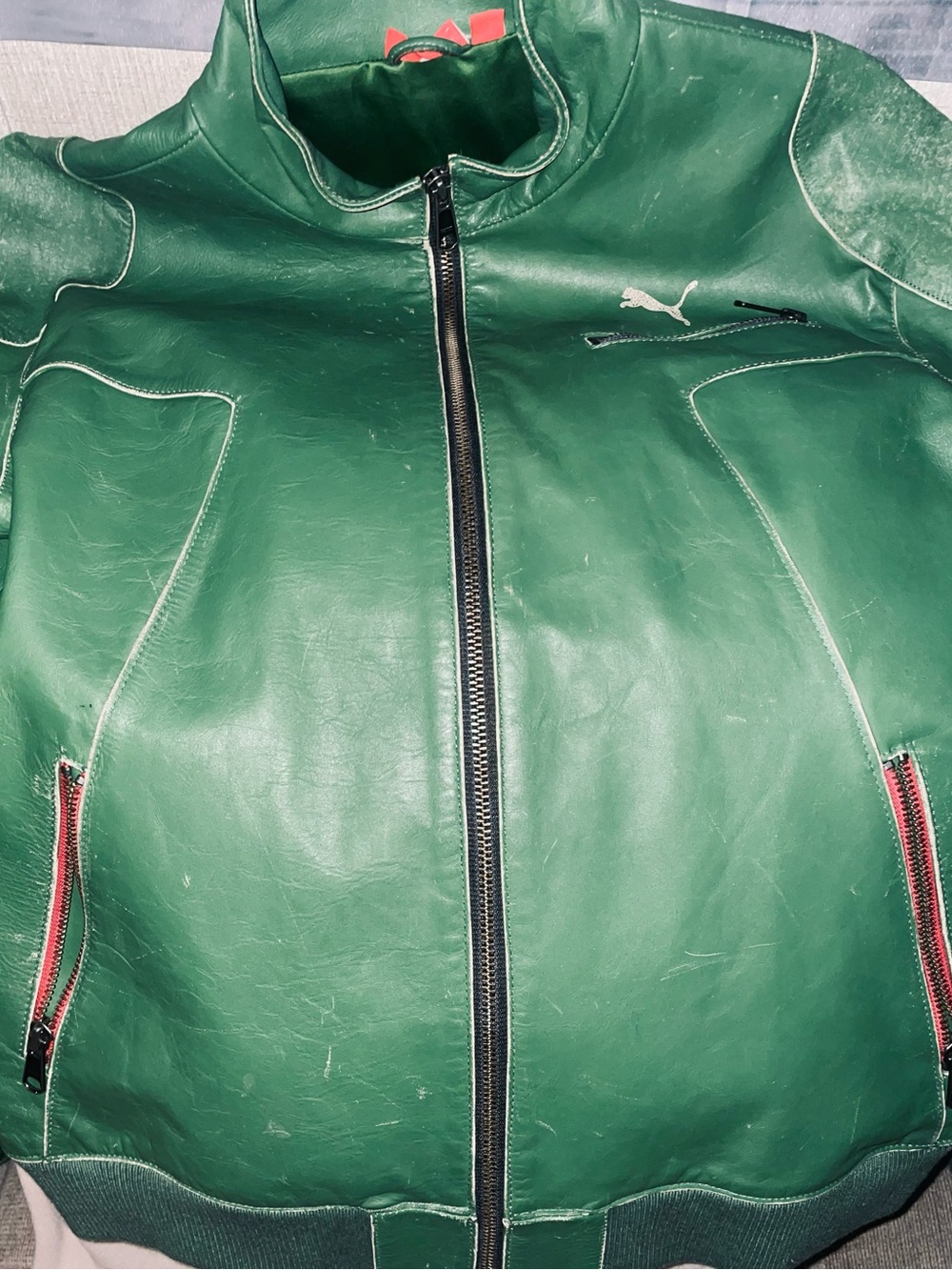 RARE VINTAGE 2006 Puma Leather Moto Jacket-XL-